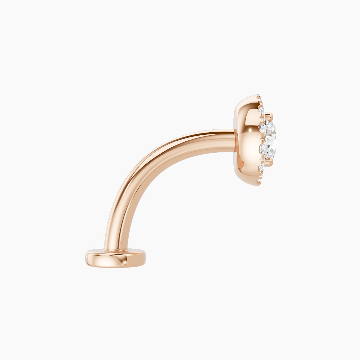 Eirene | 18k Rose Gold 6.5 mm 10 mm Halo Round Diamond Floating Navel Piercing