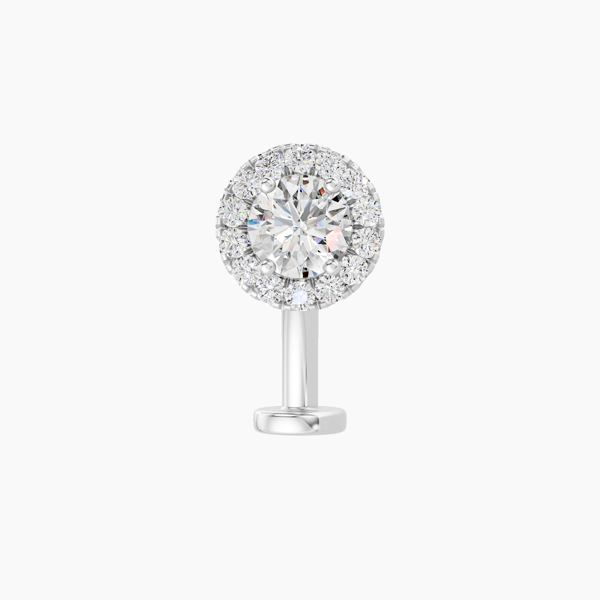 Eirene | 18k White Gold 6.5 mm 10 mm Halo Round Diamond Floating Navel Piercing