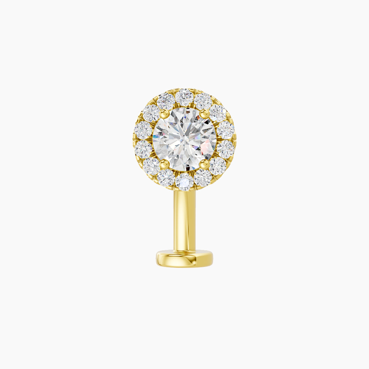 Eirene | 18k Yellow Gold 6.5 mm 10 mm Halo Round Diamond Floating Navel Piercing