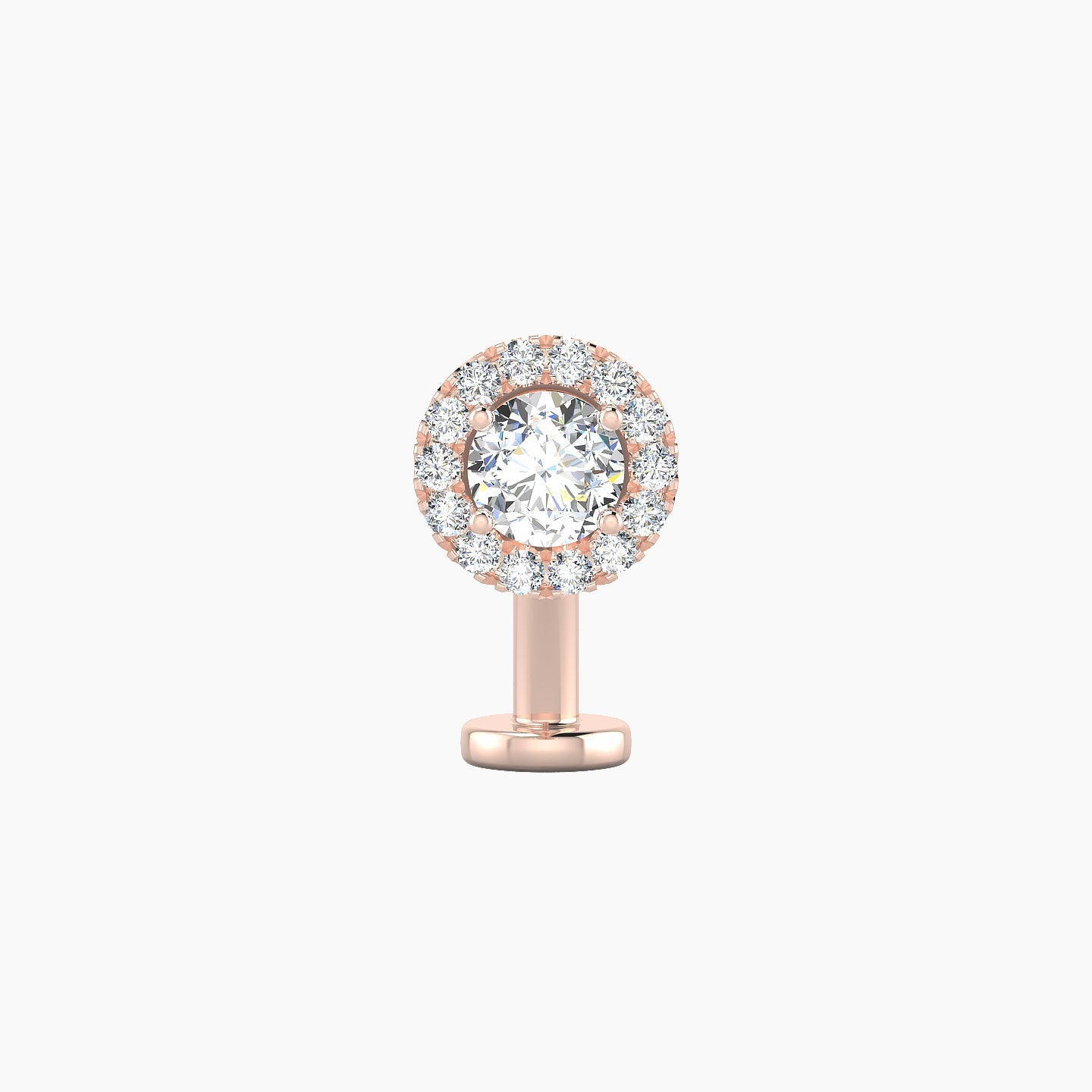 Eirene | 18k Rose Gold 6.5 mm 10 mm Halo Round Diamond Floating Navel Piercing