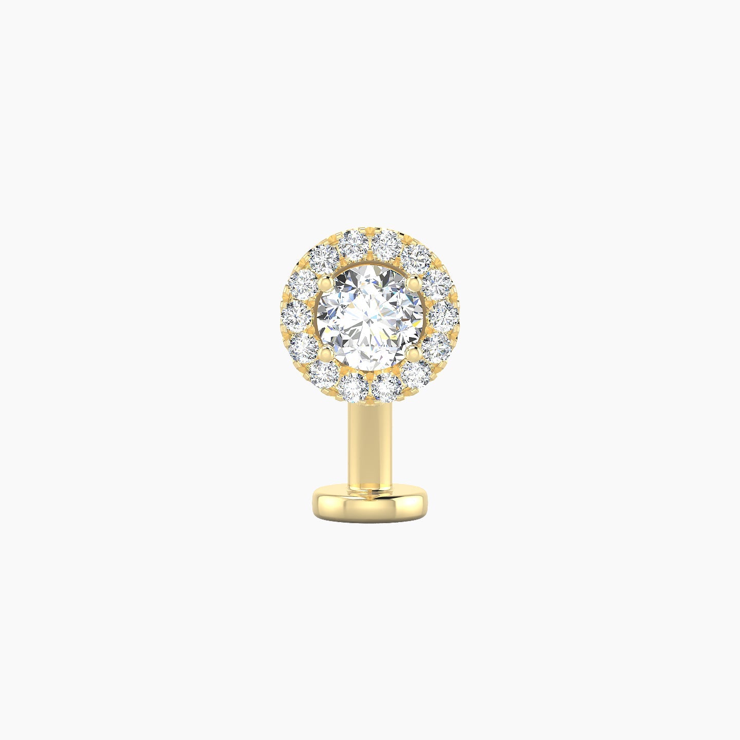 Eirene | 18k Yellow Gold 6.5 mm 10 mm Halo Round Diamond Floating Navel Piercing