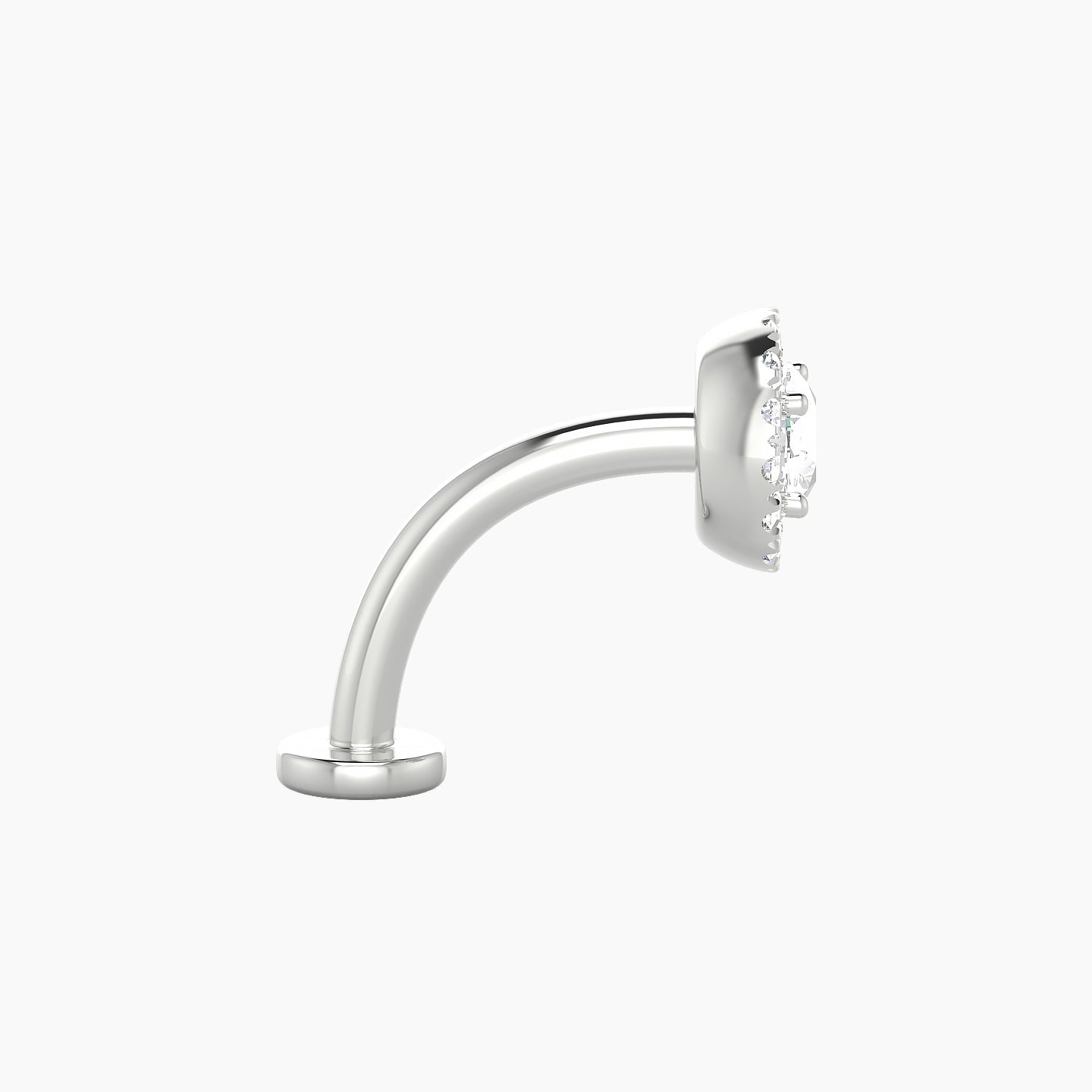 Eirene | 18k White Gold 6.5 mm 10 mm Halo Round Diamond Floating Navel Piercing