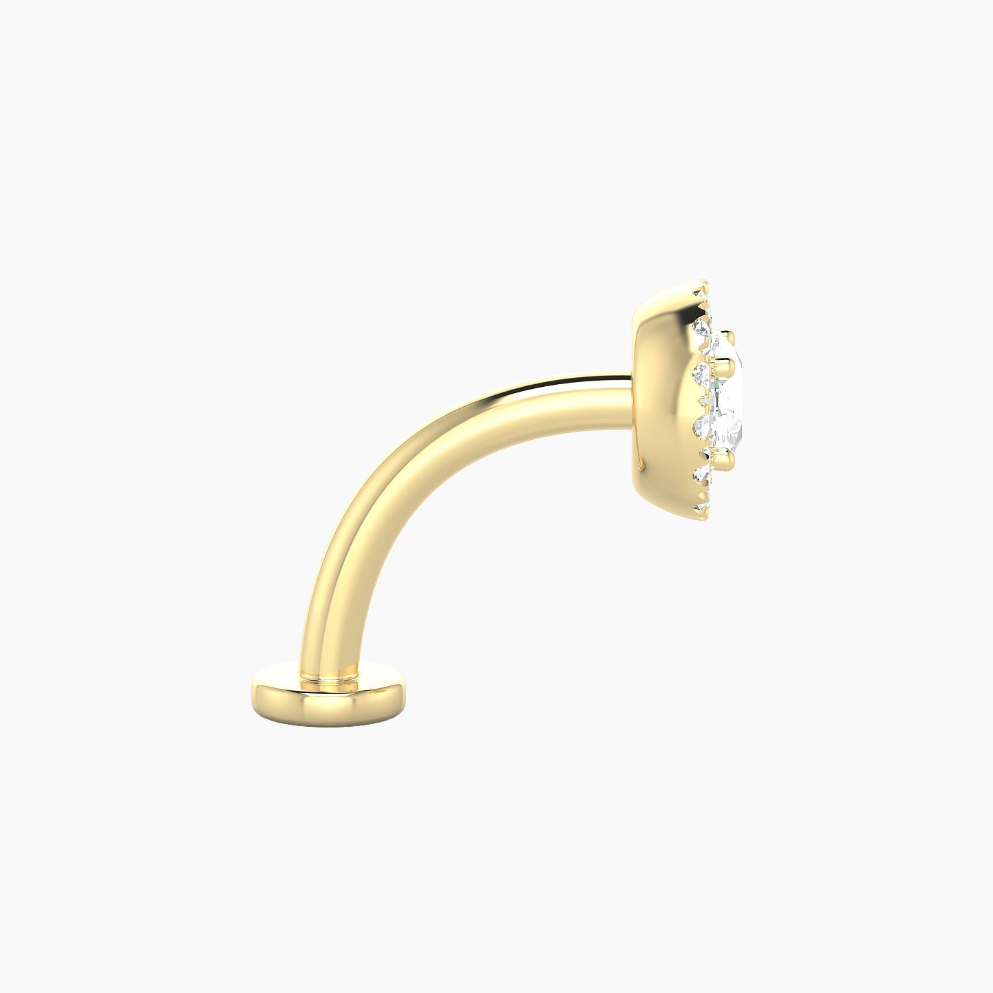 Eirene | 18k Yellow Gold 6.5 mm 10 mm Halo Round Diamond Floating Navel Piercing