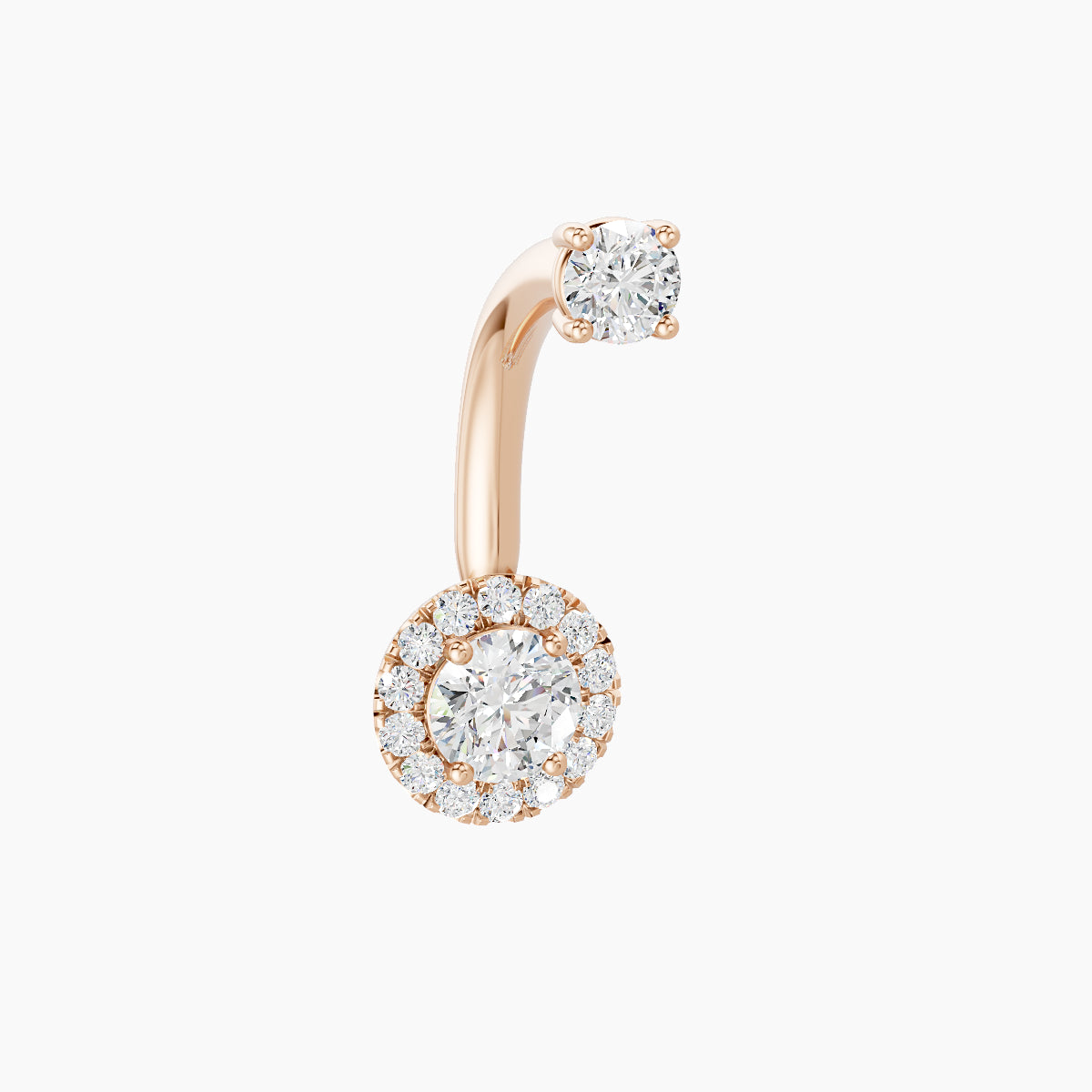 Eirene | 18k Rose Gold 7 mm 10 mm Halo Round Diamond Navel Piercing