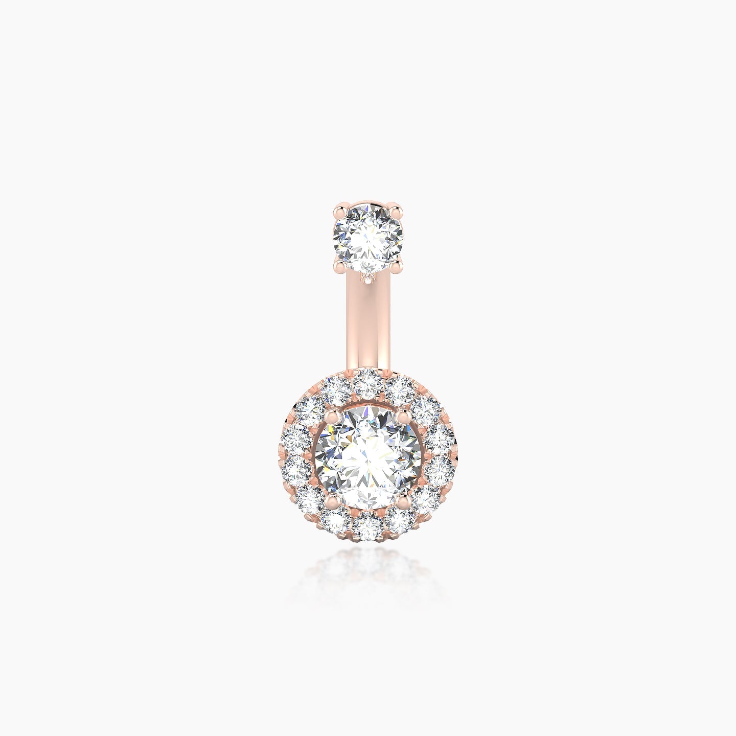 Eirene | 18k Rose Gold 10 mm 7 mm Halo Round Diamond Navel Piercing