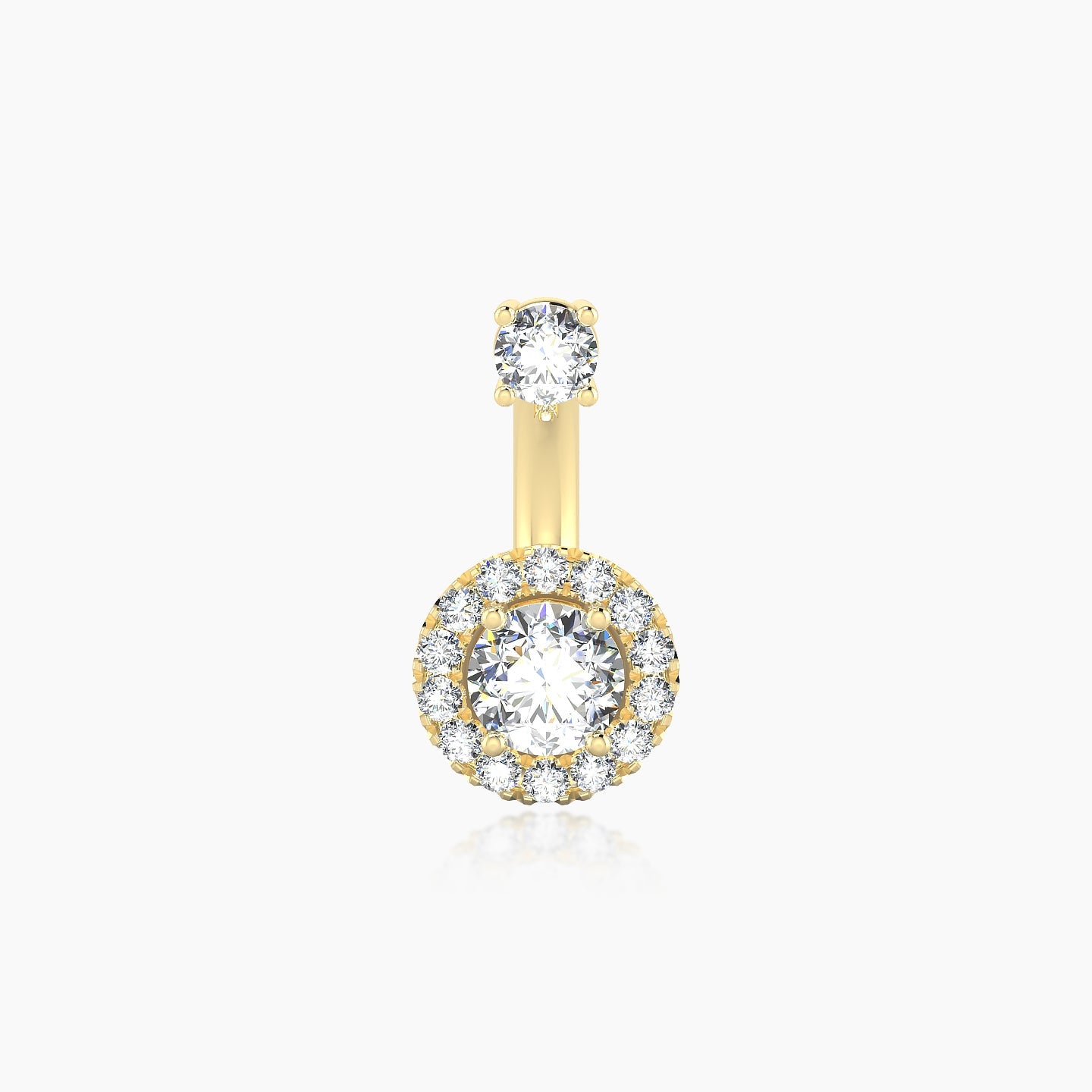 Eirene | 18k Yellow Gold 10 mm 7 mm Halo Round Diamond Navel Piercing
