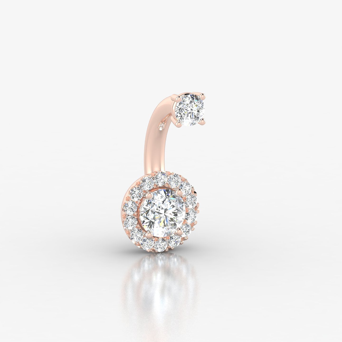 Eirene | 18k Rose Gold 10 mm 7 mm Halo Round Diamond Navel Piercing