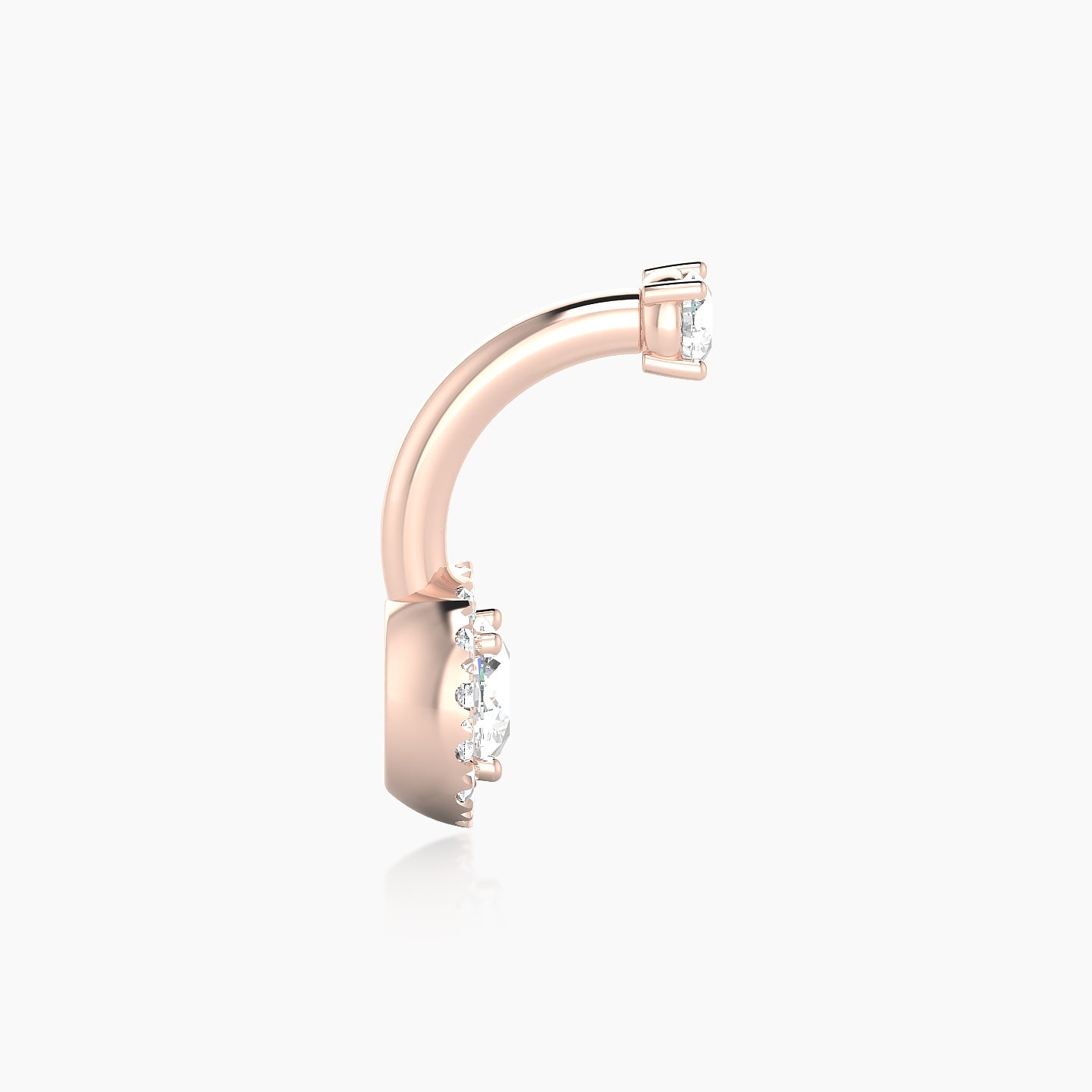 Eirene | 18k Rose Gold 10 mm 7 mm Halo Round Diamond Navel Piercing