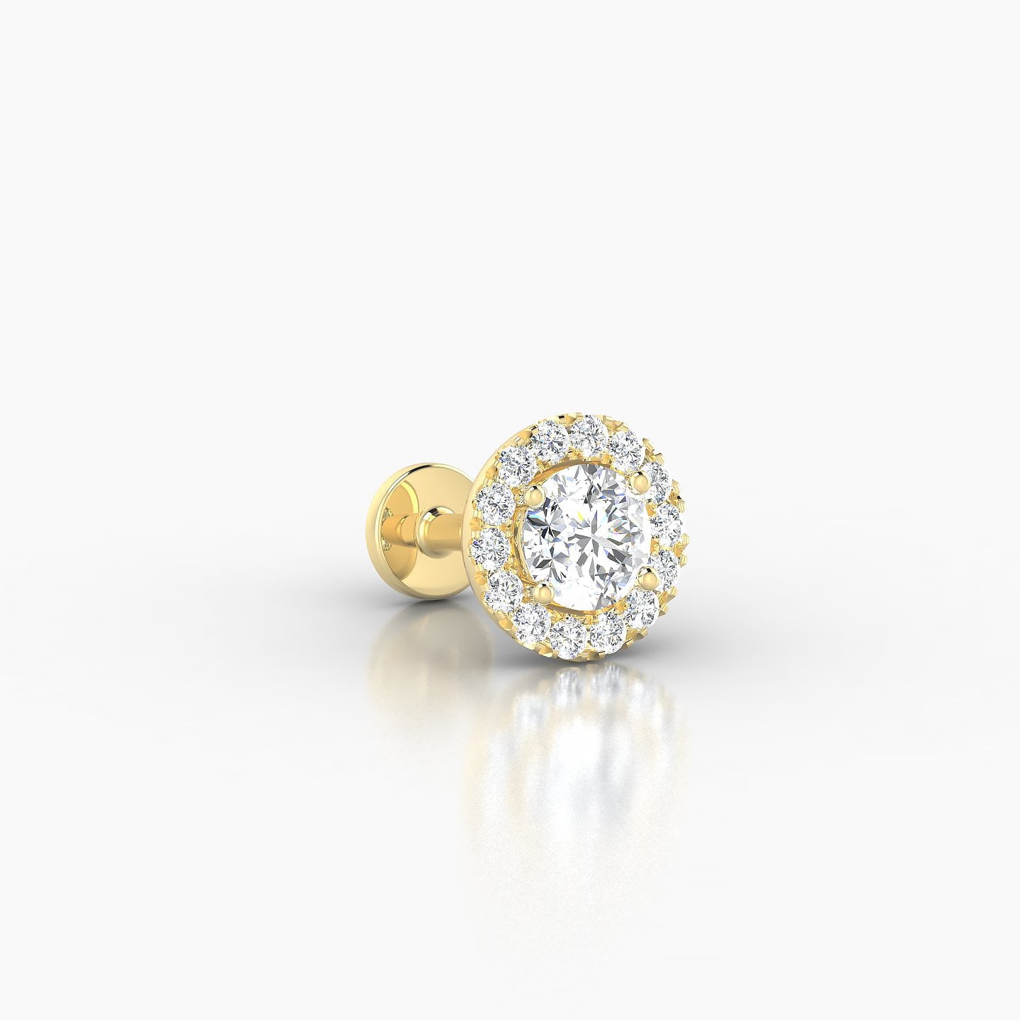 Eirene | 18k Yellow Gold 6.5 mm 5 mm Halo Round Diamond Piercing
