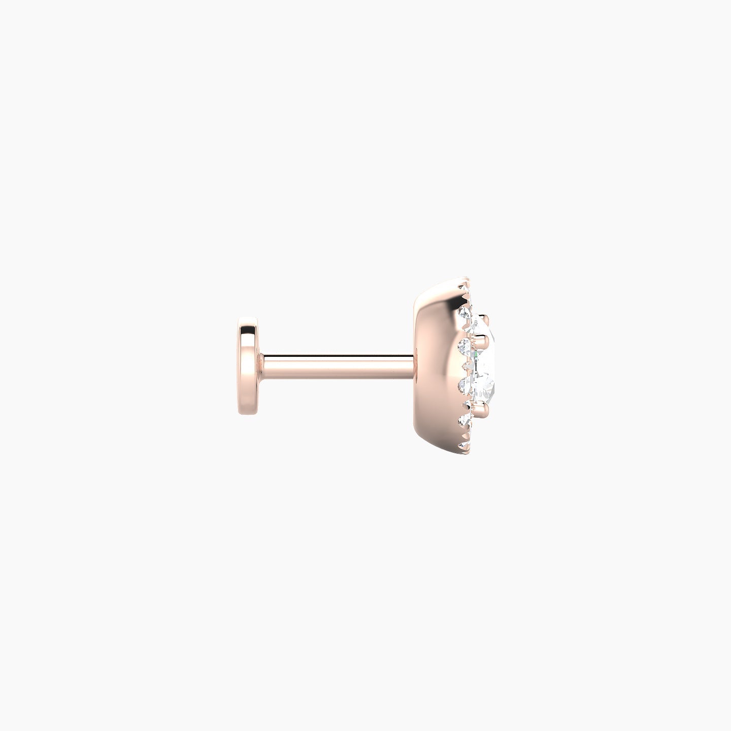 Eirene | 18k Rose Gold 6.5 mm 5 mm Halo Round Diamond Piercing