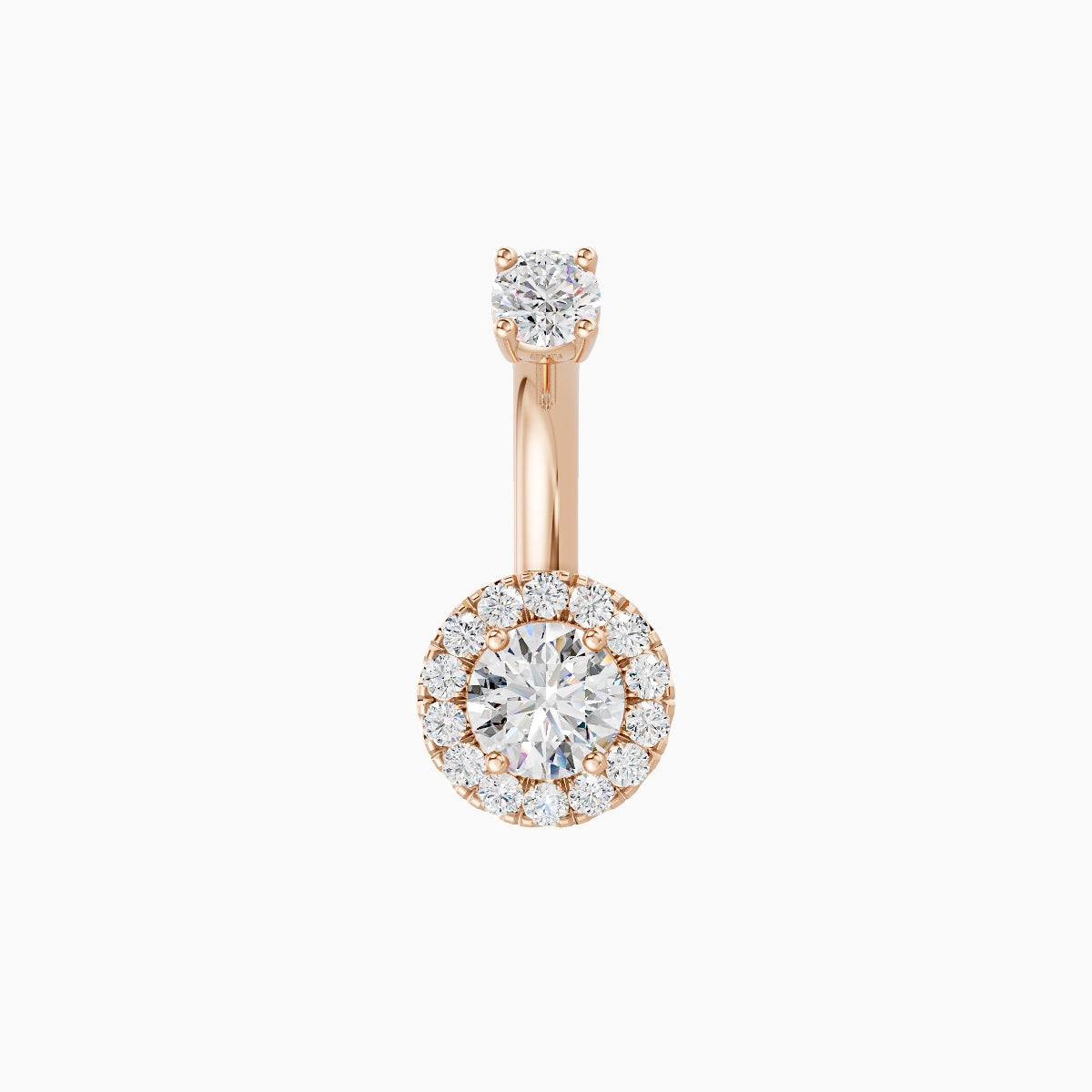 Eirene | 18k Rose Gold 6.5 mm 6 mm Halo Round Diamond Belly Piercing
