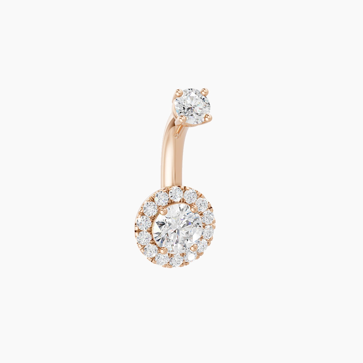 Eirene | 18k Rose Gold 6.5 mm 6 mm Halo Round Diamond Belly Piercing