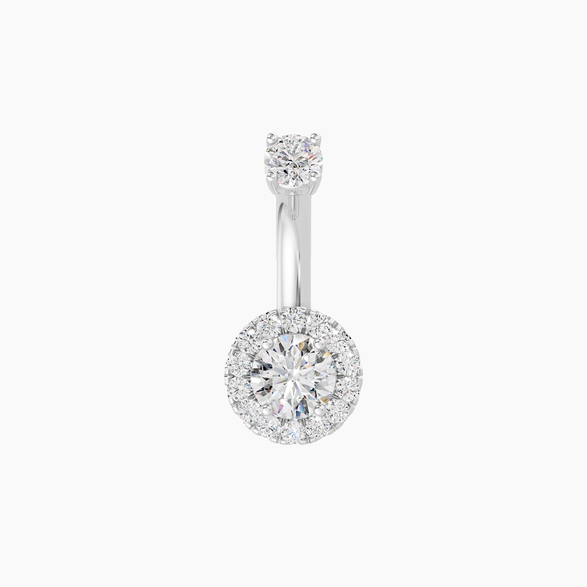 Eirene | 18k White Gold 6.5 mm 6 mm Halo Round Diamond Belly Piercing