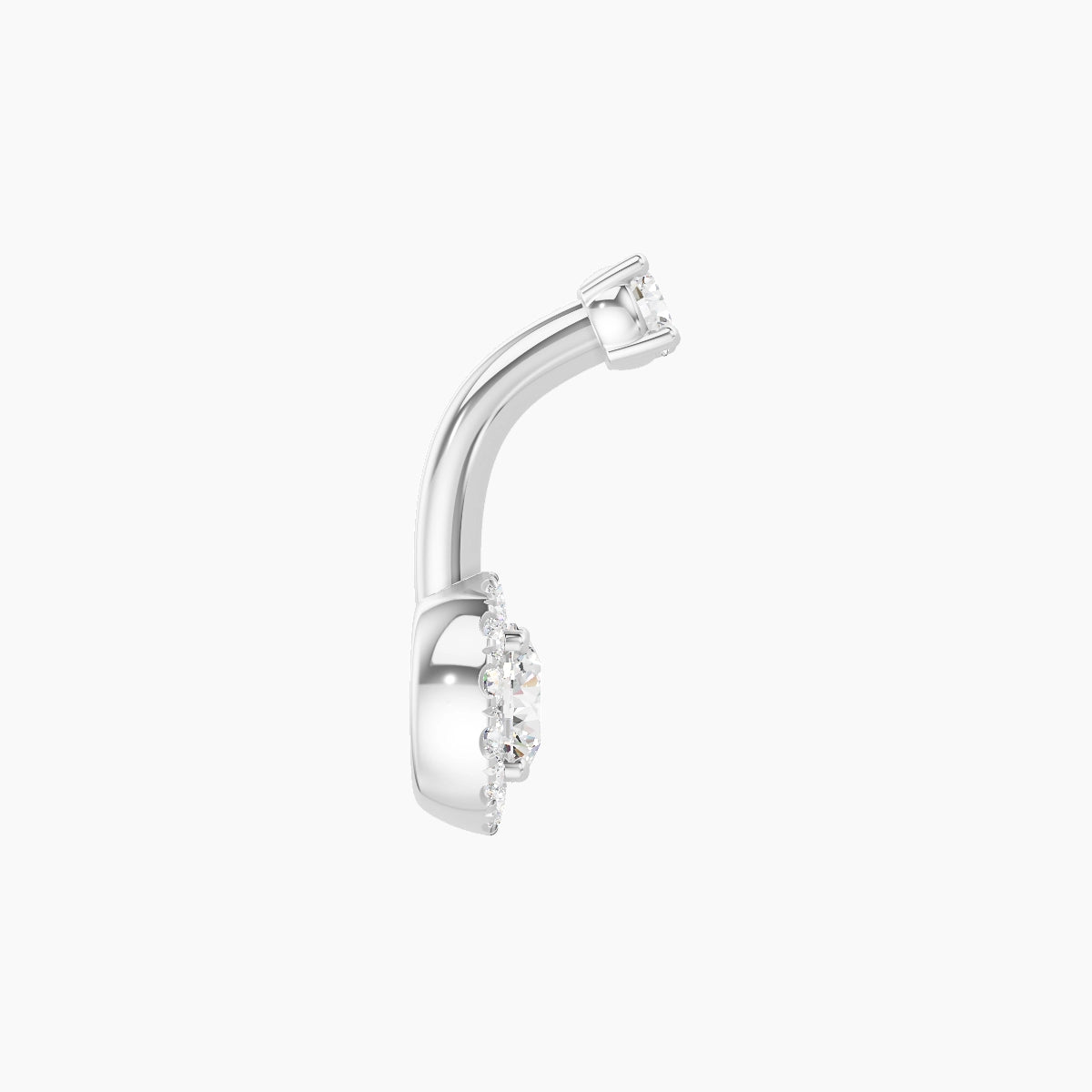 Eirene | 18k White Gold 6.5 mm 6 mm Halo Round Diamond Belly Piercing