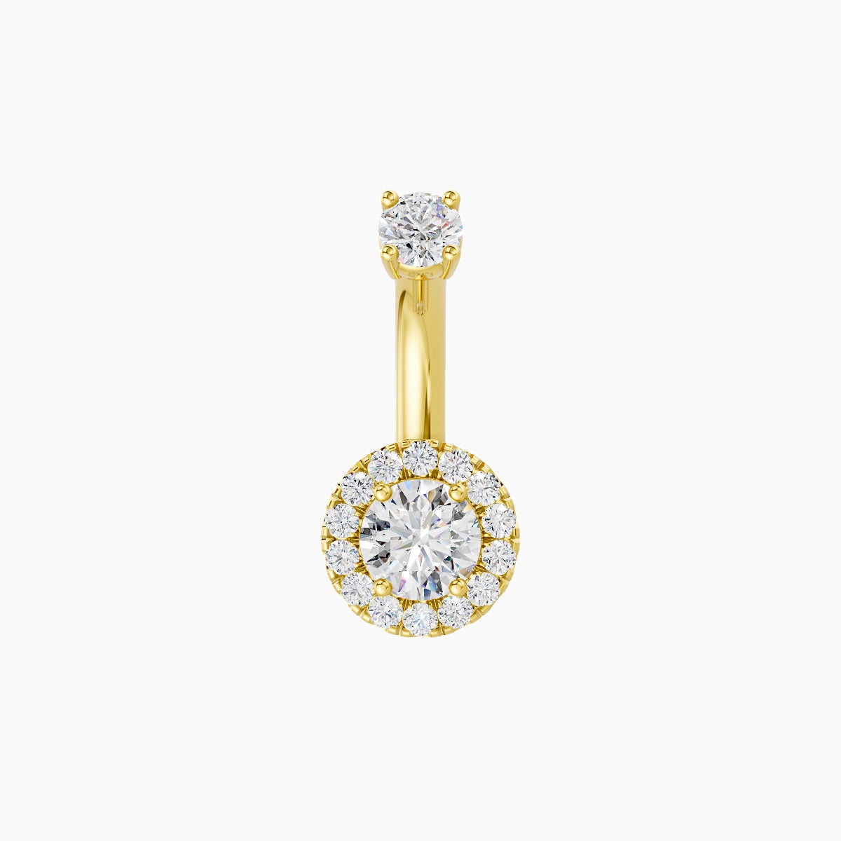 Eirene | 18k Yellow Gold 6.5 mm 6 mm Halo Round Diamond Belly Piercing