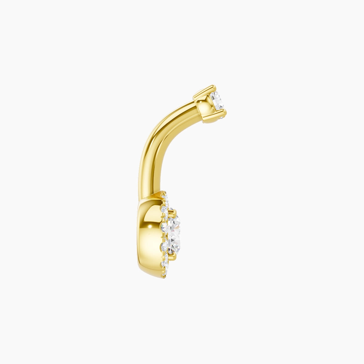 Eirene | 18k Yellow Gold 6.5 mm 6 mm Halo Round Diamond Belly Piercing