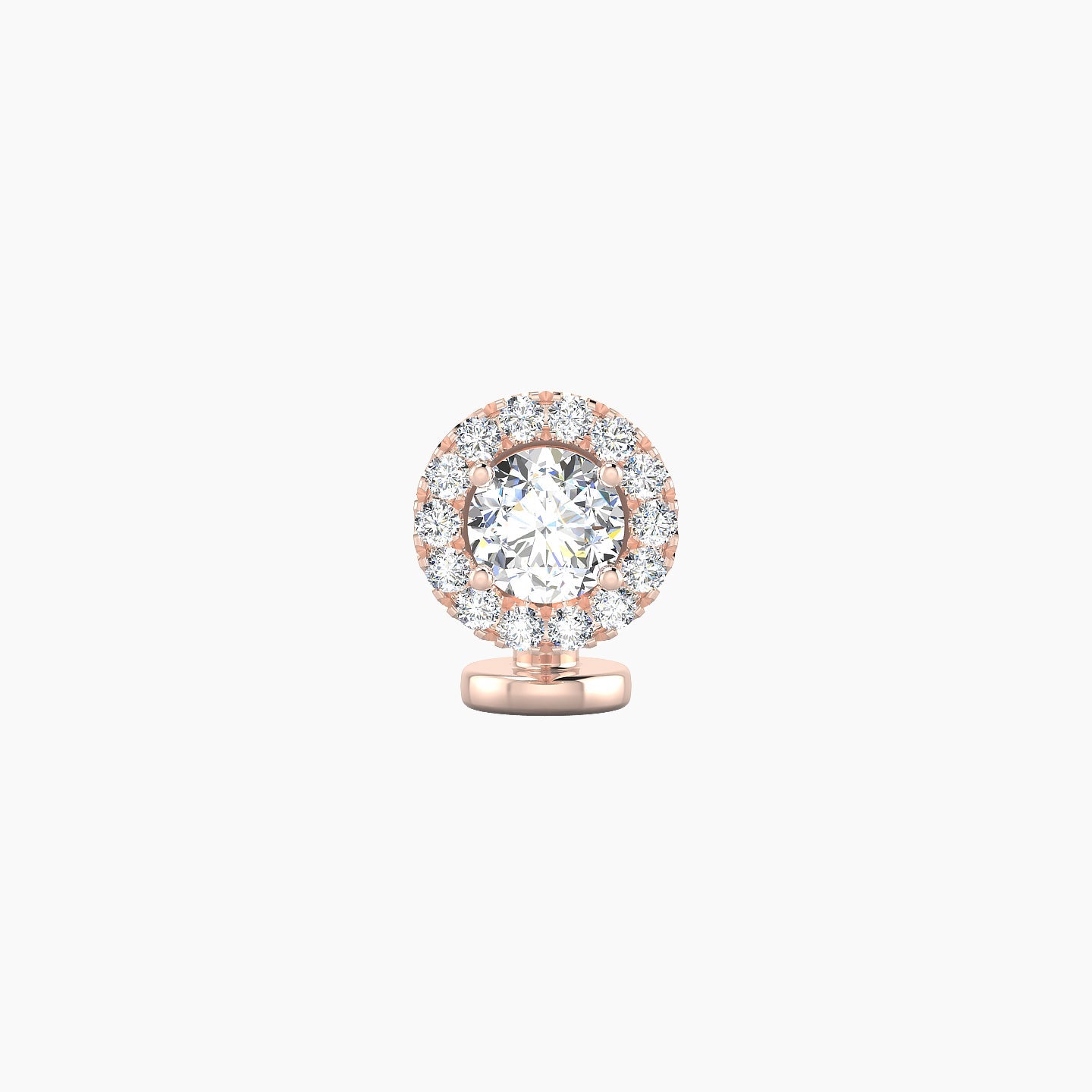 Eirene | 18k Rose Gold 6.5 mm 6 mm Halo Round Diamond Floating Navel Piercing