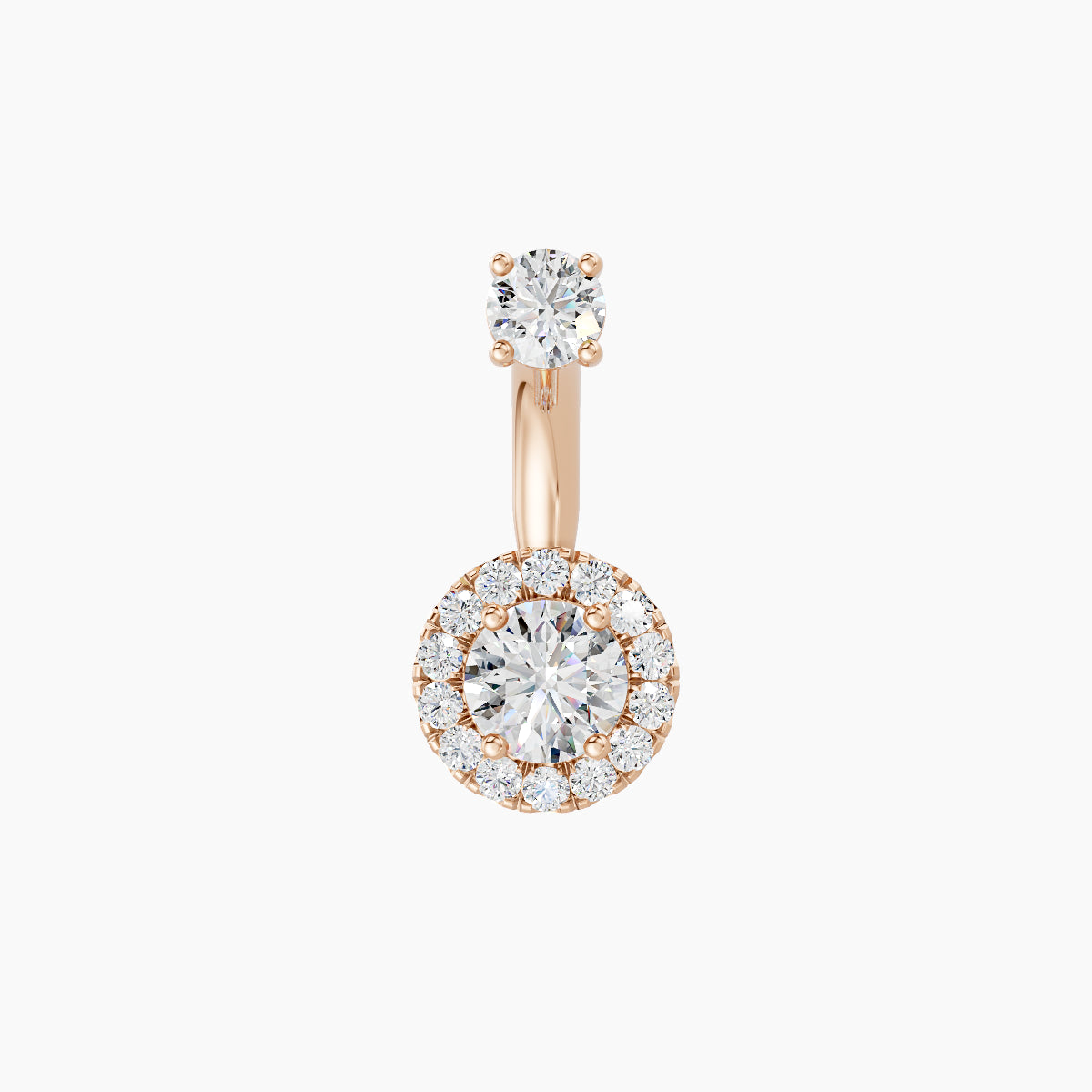 Eirene | 18k Rose Gold 7 mm 6 mm Halo Round Diamond Navel Piercing
