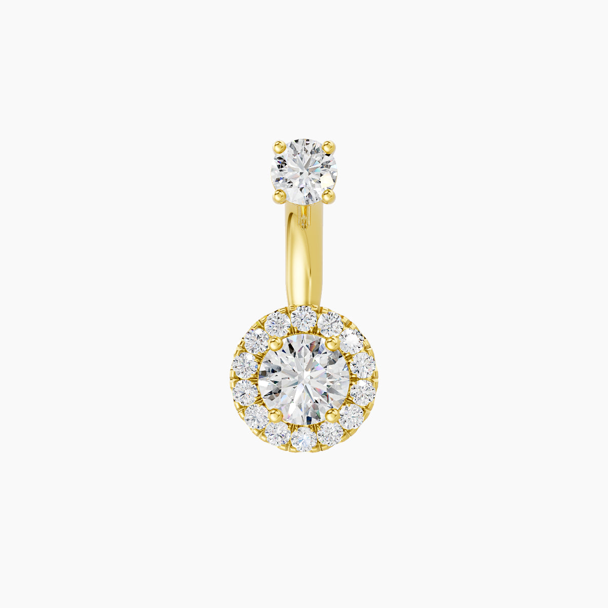 Eirene | 18k Yellow Gold 7 mm 6 mm Halo Round Diamond Navel Piercing