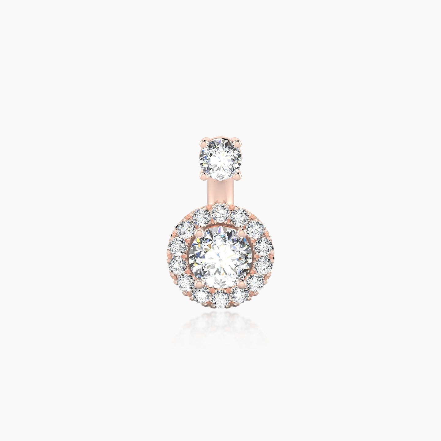 Eirene | 18k Rose Gold 6 mm 7 mm Halo Round Diamond Navel Piercing