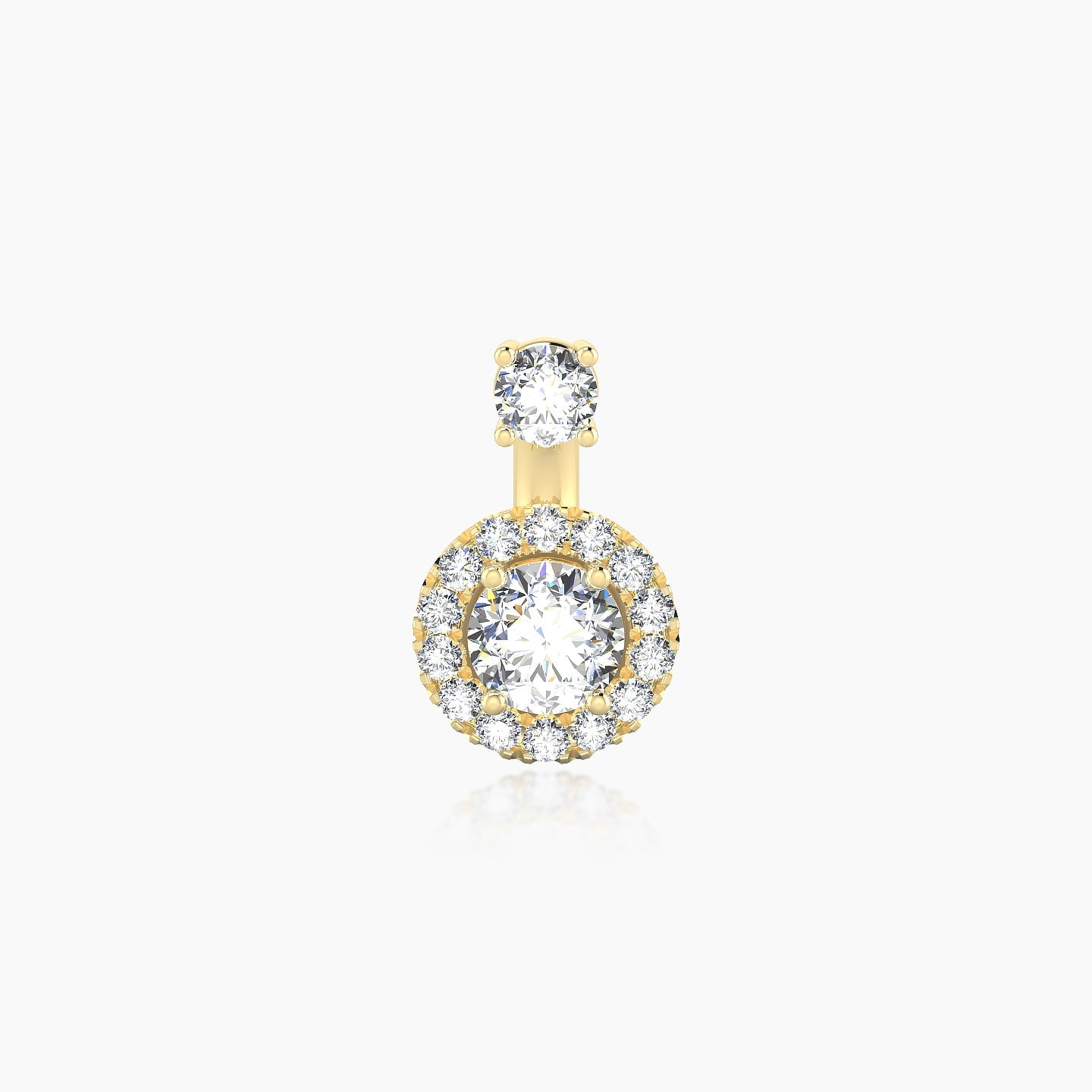 Eirene | 18k Yellow Gold 6 mm 7 mm Halo Round Diamond Navel Piercing