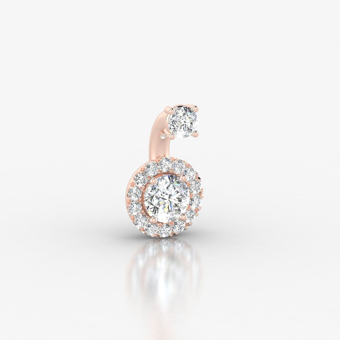 Eirene | 18k Rose Gold 6 mm 7 mm Halo Round Diamond Navel Piercing