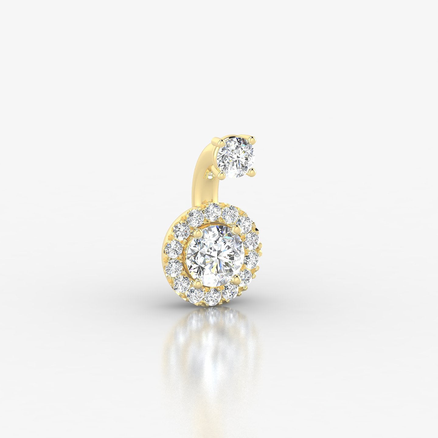 Eirene | 18k Yellow Gold 6 mm 7 mm Halo Round Diamond Navel Piercing