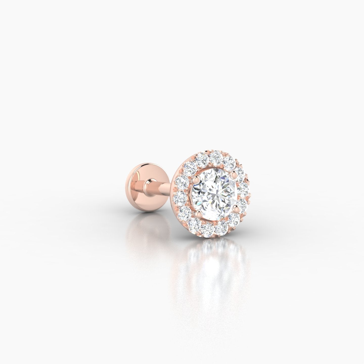 Eirene | 18k Rose Gold 6.5 mm 6.5 mm Halo Round Diamond Piercing