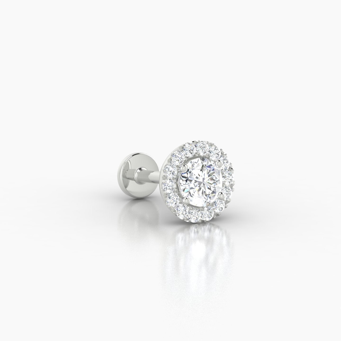 Eirene | 18k White Gold 6.5 mm 6.5 mm Halo Round Diamond Piercing