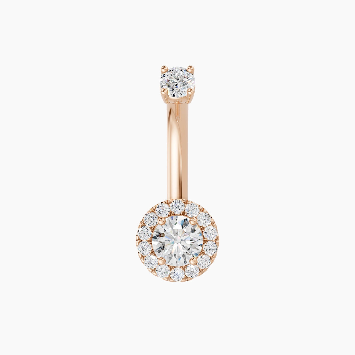 Eirene | 18k Rose Gold 6.5 mm 8 mm Halo Round Diamond Belly Piercing