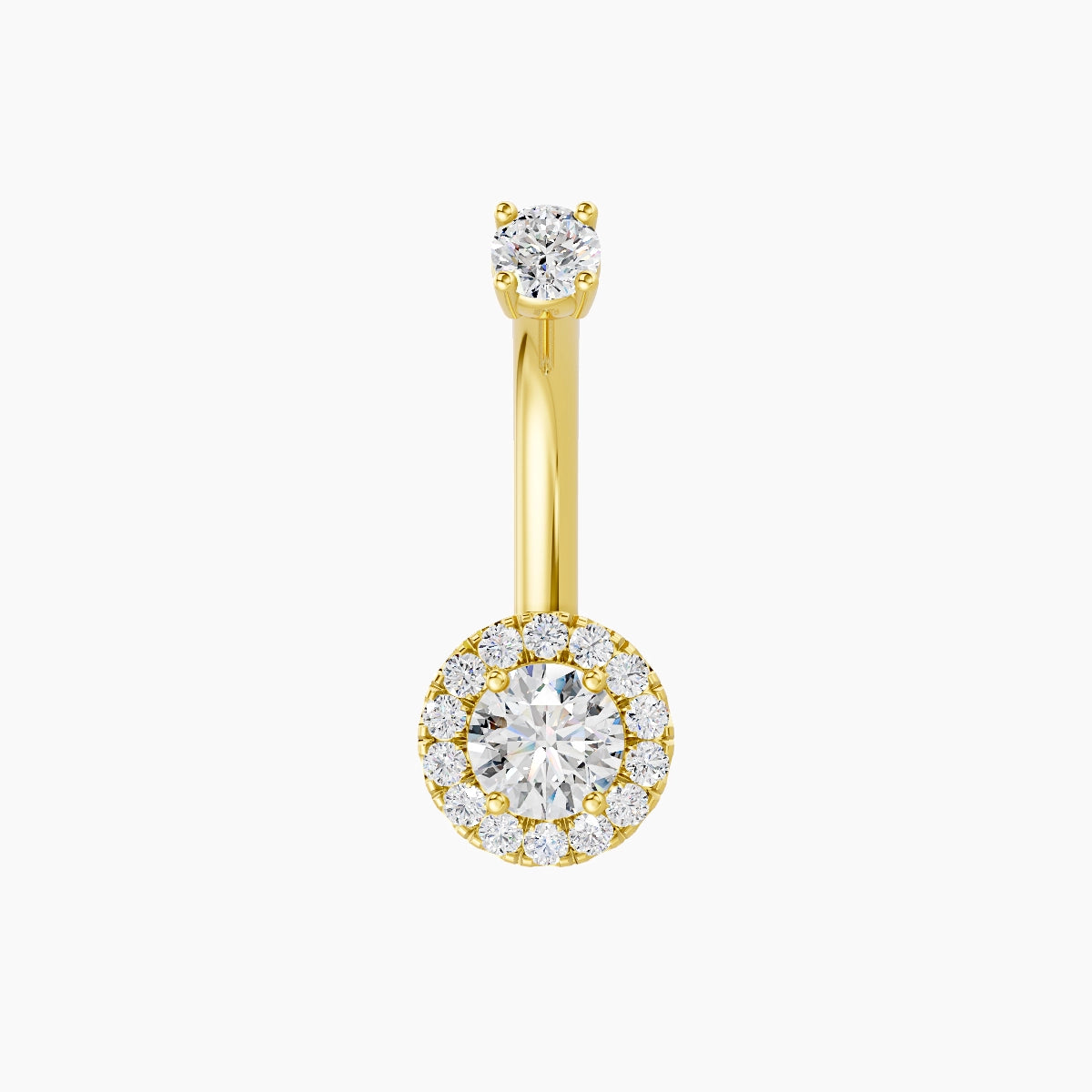 Eirene | 18k Yellow Gold 6.5 mm 8 mm Halo Round Diamond Belly Piercing