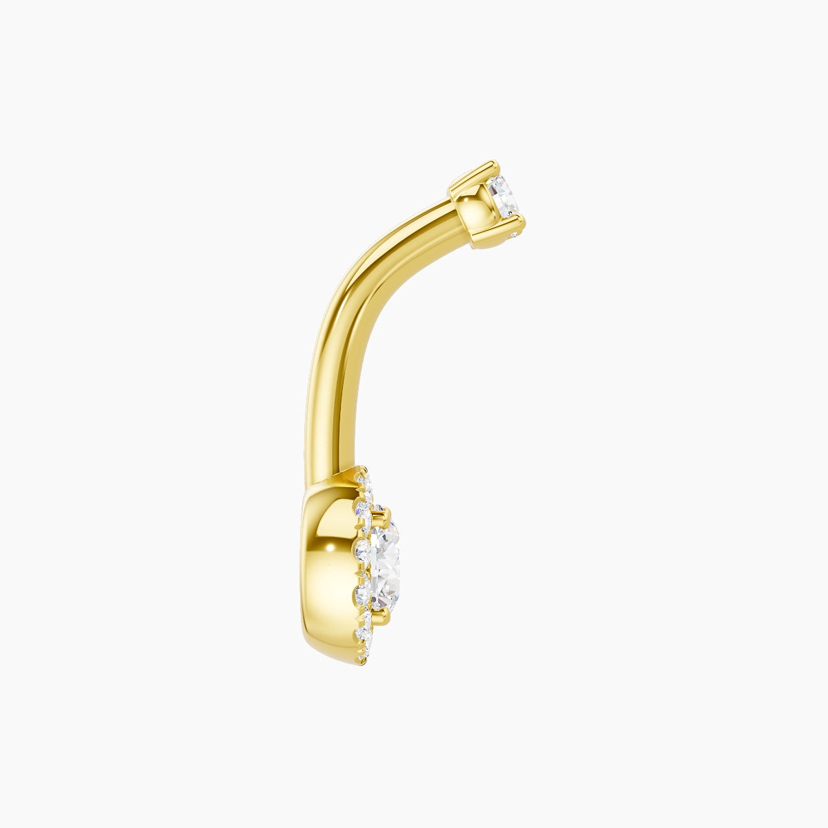 Eirene | 18k Yellow Gold 6.5 mm 8 mm Halo Round Diamond Belly Piercing