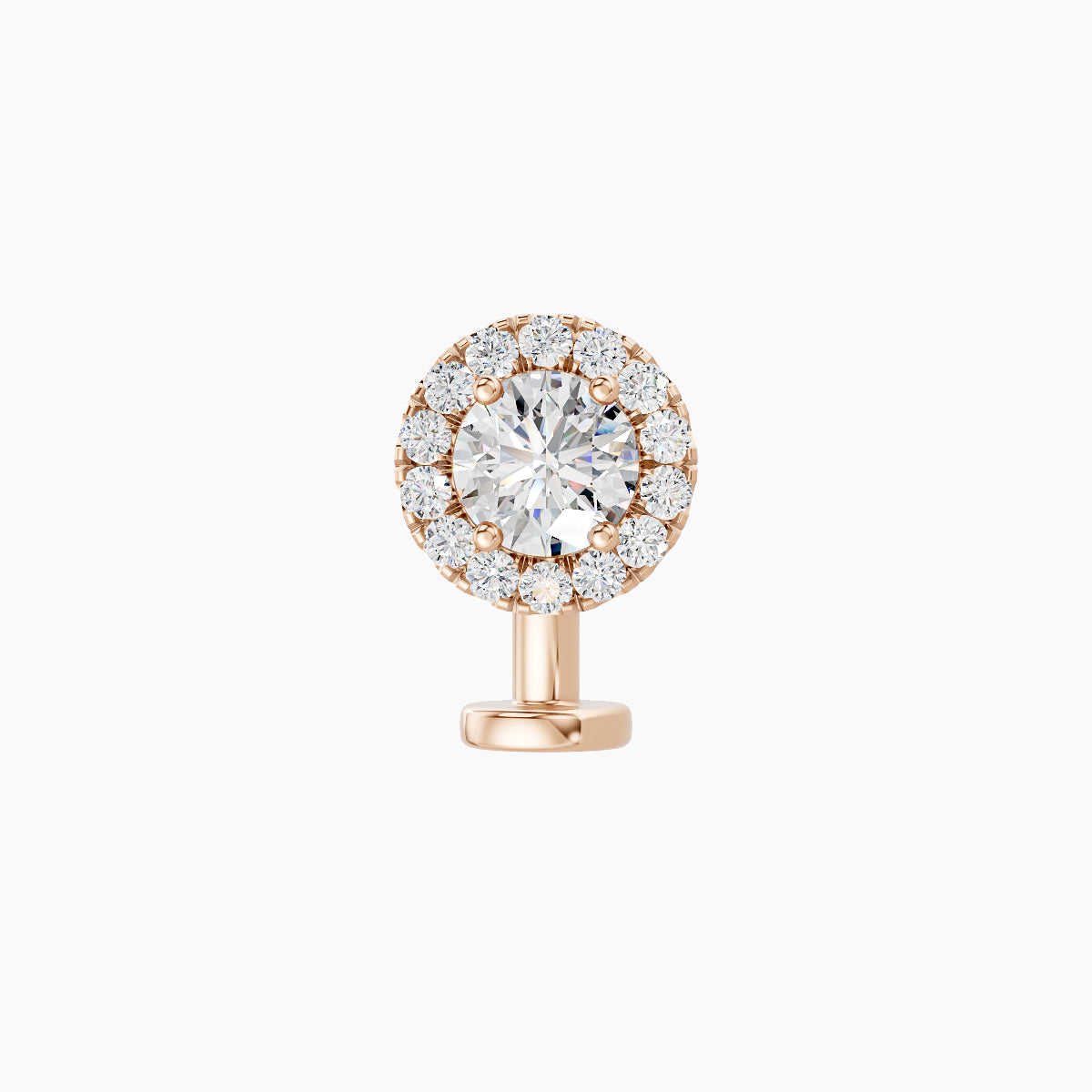 Eirene | 18k Rose Gold 6.5 mm 8 mm Halo Round Diamond Floating Navel Piercing
