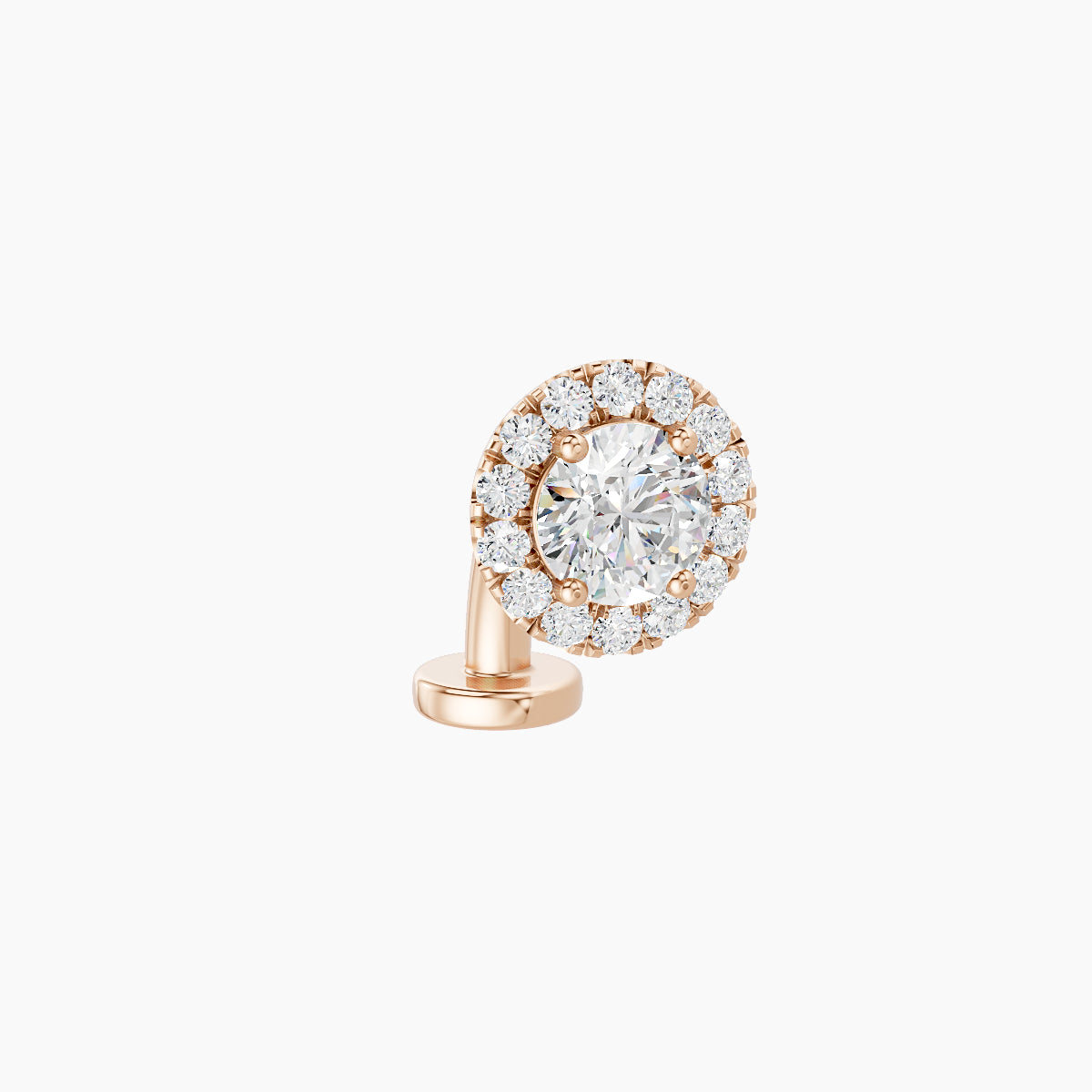 Eirene | 18k Rose Gold 6.5 mm 8 mm Halo Round Diamond Floating Navel Piercing