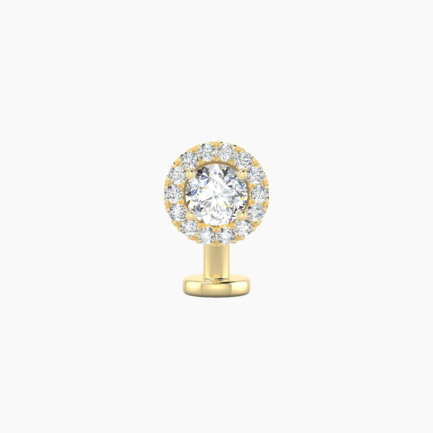 Eirene | 18k Yellow Gold 6.5 mm 8 mm Halo Round Diamond Floating Navel Piercing
