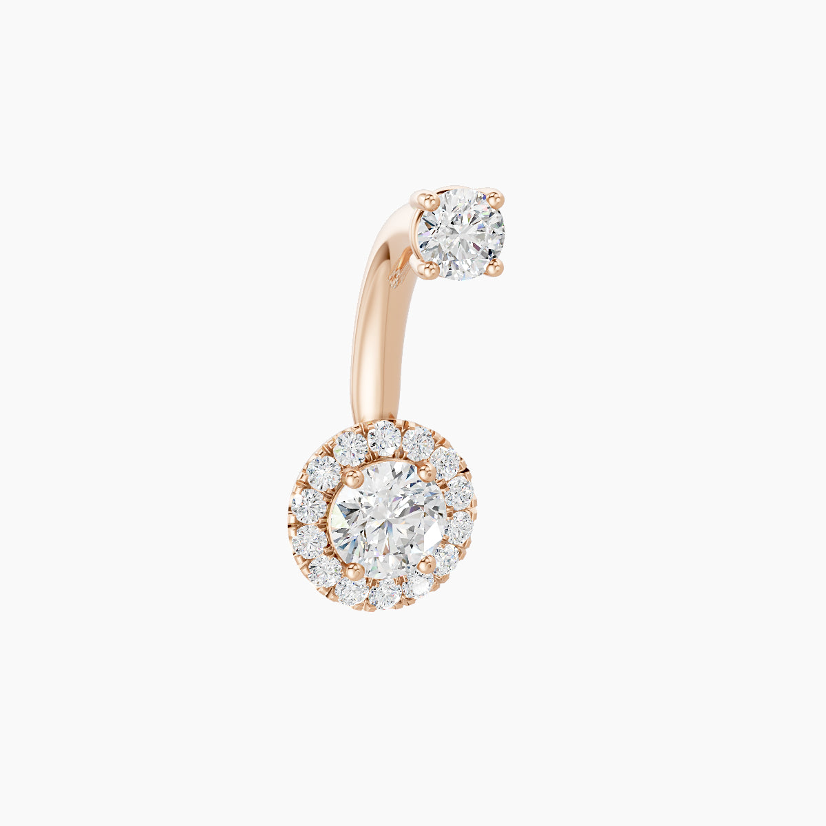 Eirene | 18k Rose Gold 7 mm 8 mm Halo Round Diamond Navel Piercing