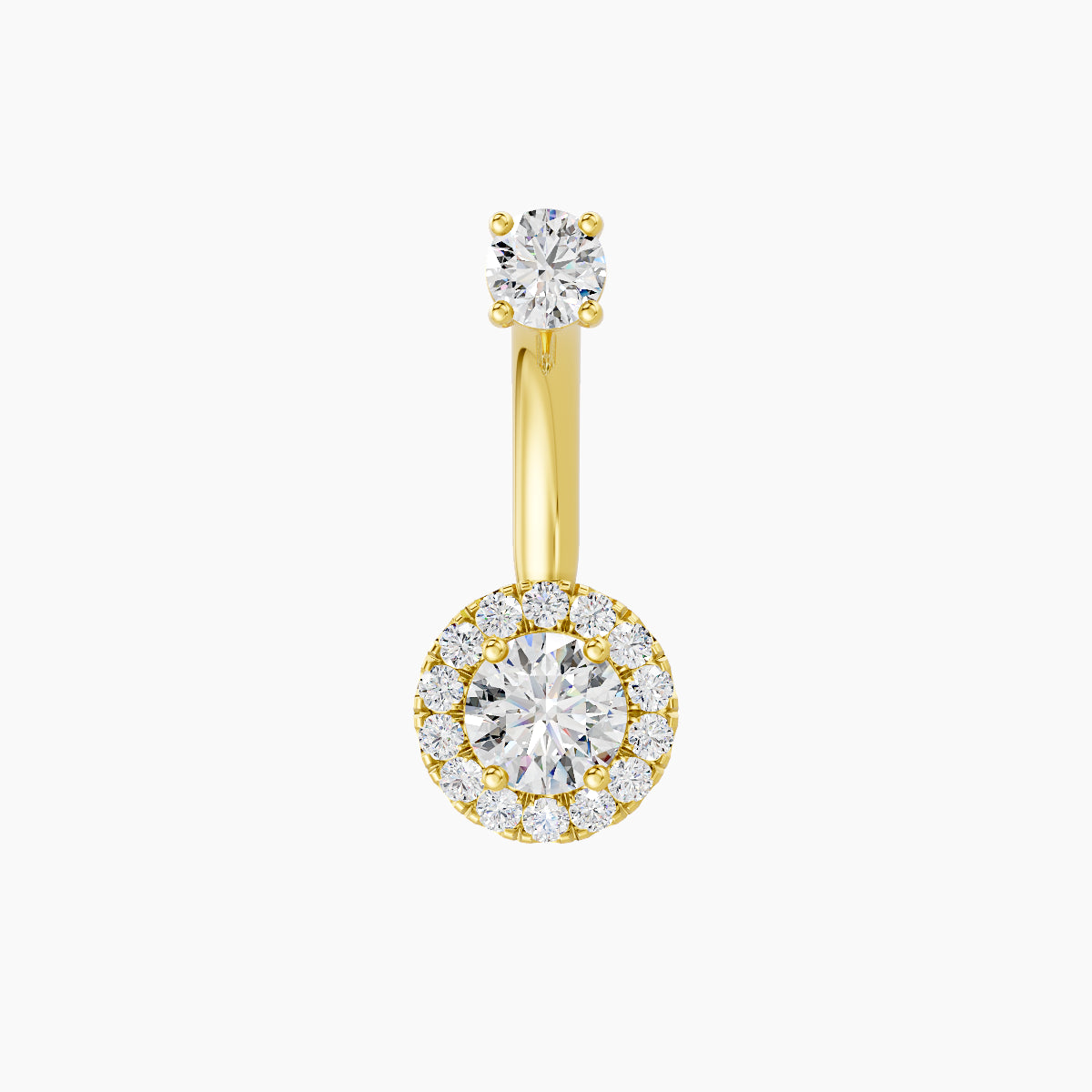 Eirene | 18k Yellow Gold 7 mm 8 mm Halo Round Diamond Navel Piercing