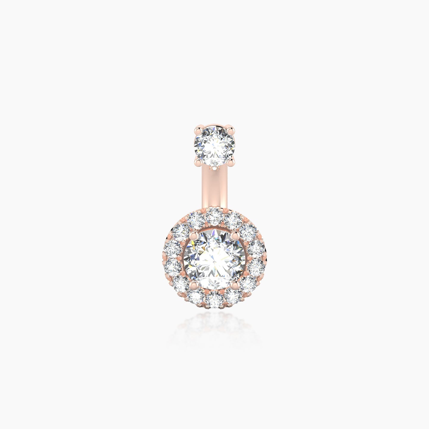 Eirene | 18k Rose Gold 8 mm 7 mm Halo Round Diamond Navel Piercing