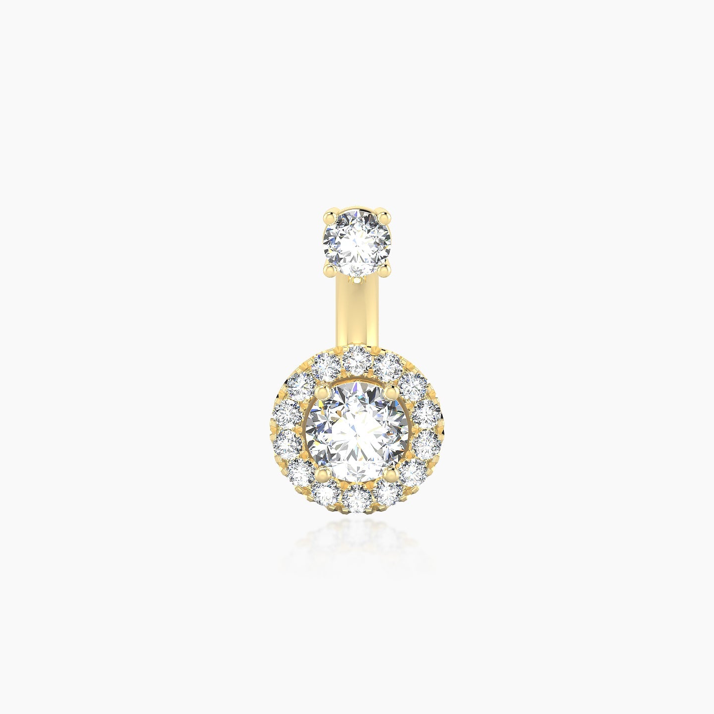 Eirene | 18k Yellow Gold 8 mm 7 mm Halo Round Diamond Navel Piercing