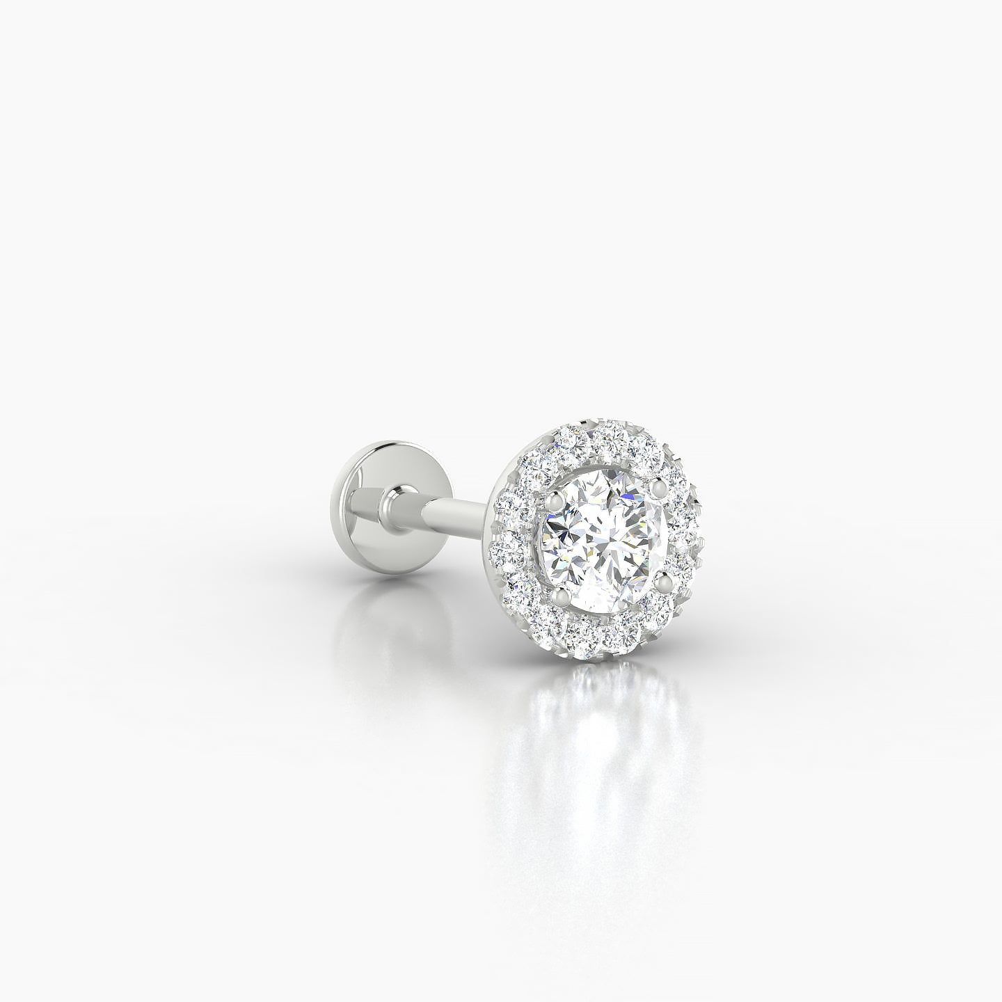 Eirene | 18k White Gold 6.5 mm 8 mm Halo Round Diamond Piercing
