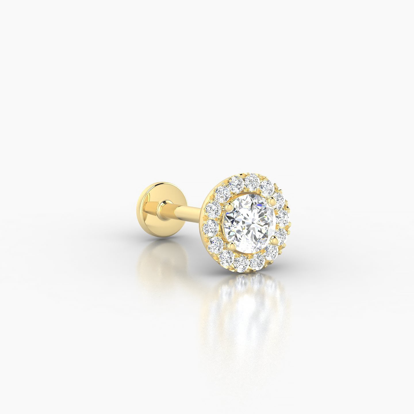 Eirene | 18k Yellow Gold 6.5 mm 8 mm Halo Round Diamond Piercing