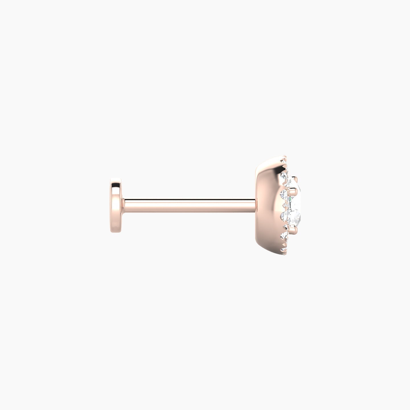 Eirene | 18k Rose Gold 6.5 mm 8 mm Halo Round Diamond Piercing