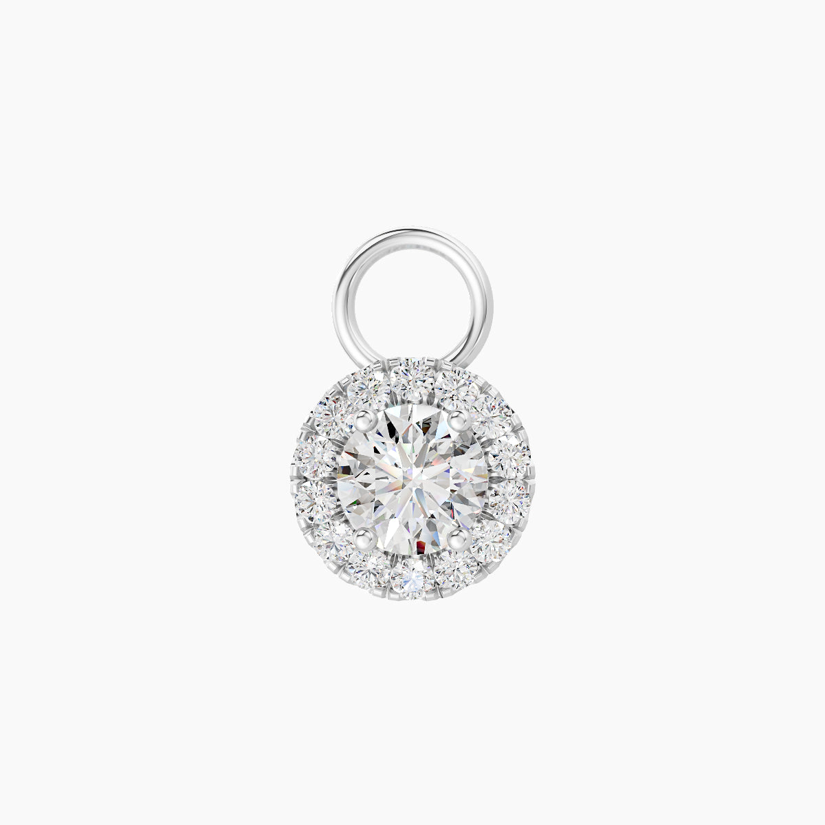 Eirene | 18k White Gold 6.5 mm Halo Round Diamond Charm