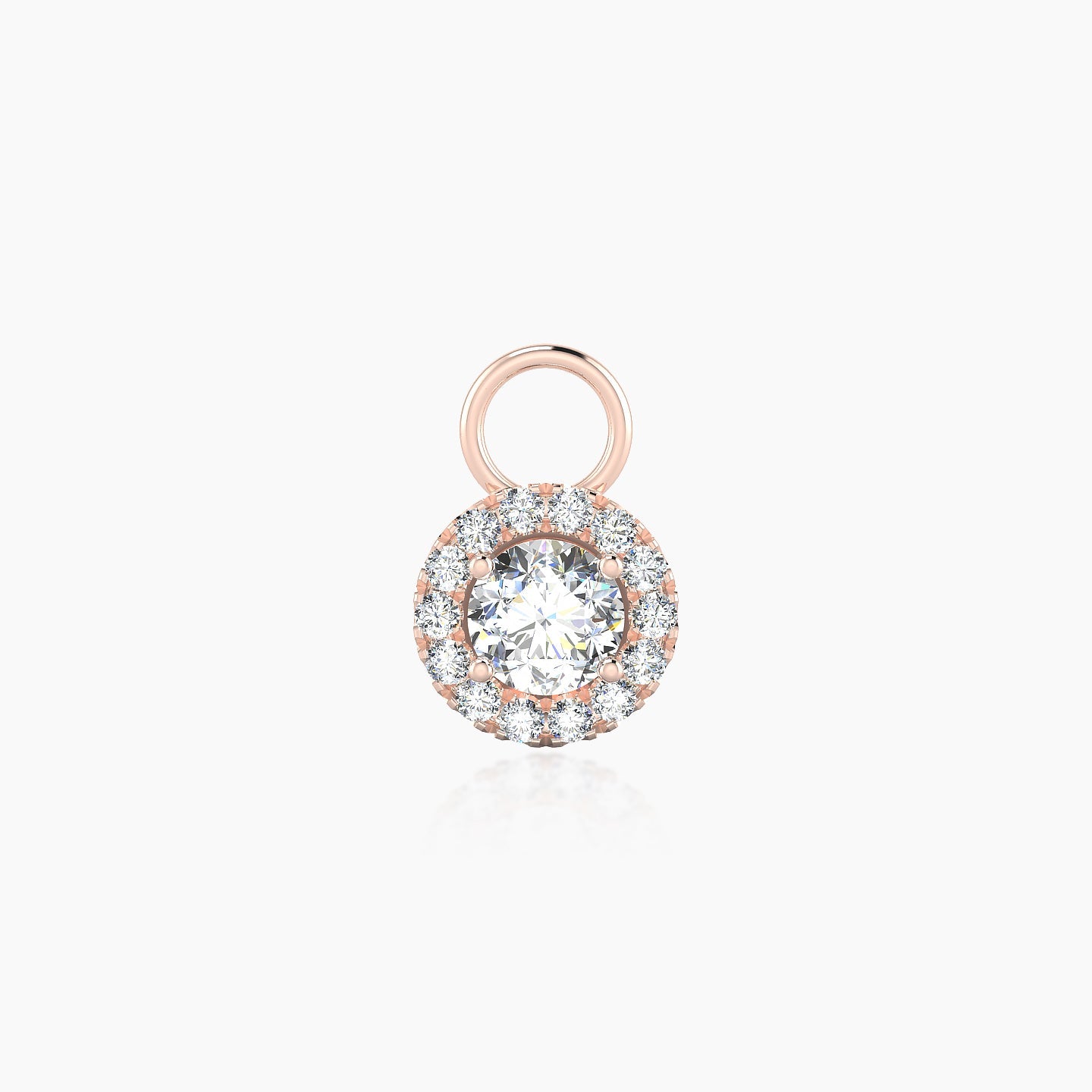 Eirene | 18k Rose Gold 6.5 mm Halo Round Diamond Charm