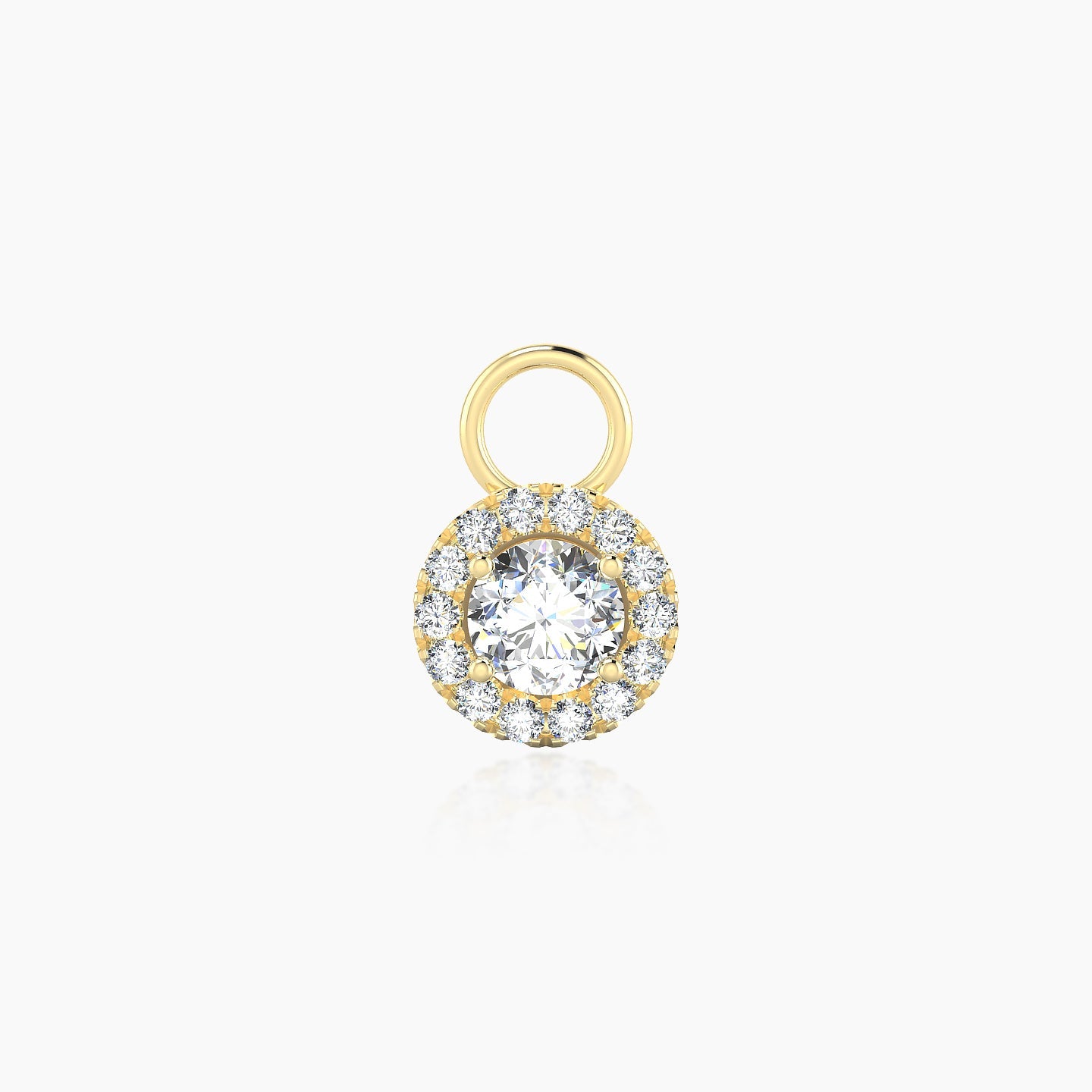 Eirene | 18k Yellow Gold 6.5 mm Halo Round Diamond Charm