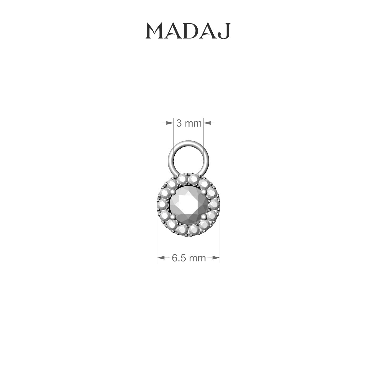Eirene | 18k Yellow Gold 6.5 mm Halo Round Diamond Charm