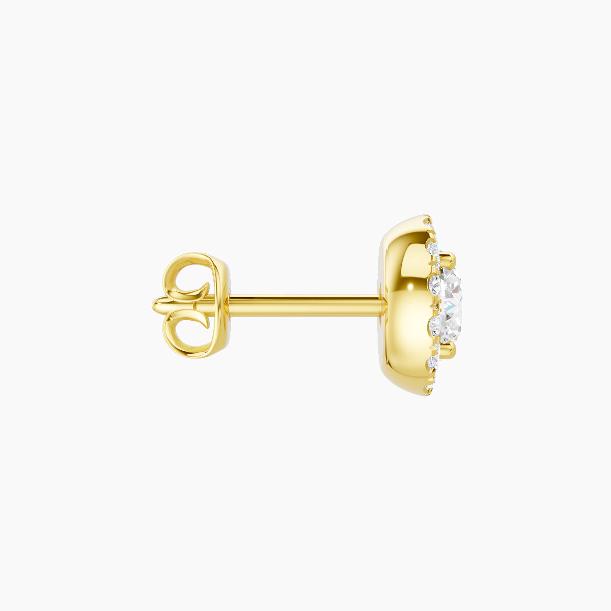 Eirene | 18k Yellow Gold 6.5 mm Halo Round Diamond Earring