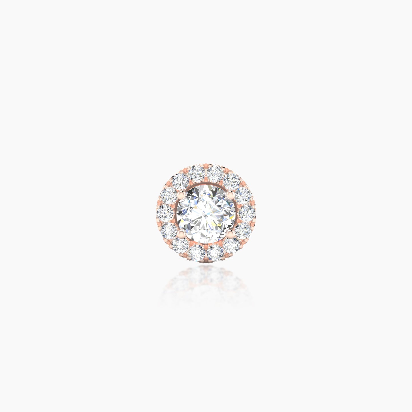 Eirene | 18k Rose Gold 6.5 mm Halo Round Diamond Earring