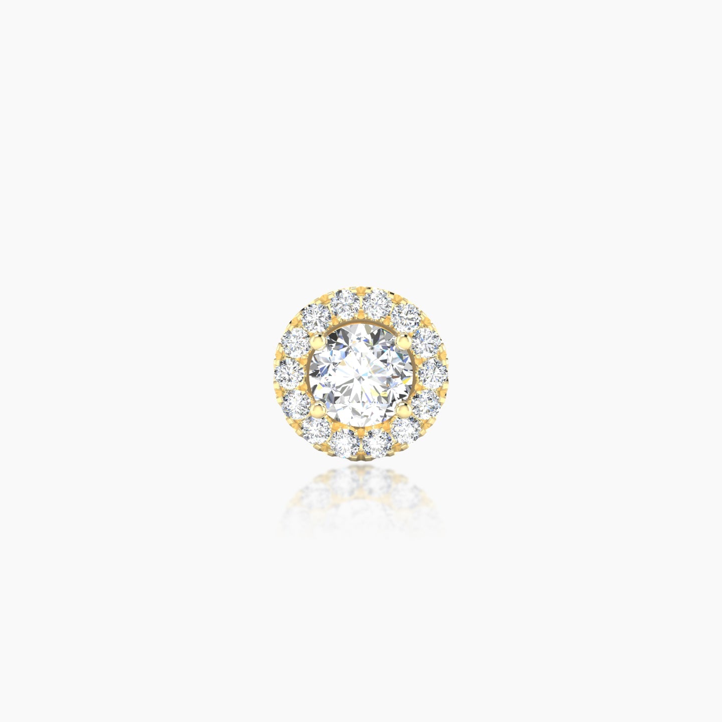Eirene | 18k Yellow Gold 7 mm Halo Round Diamond Earring