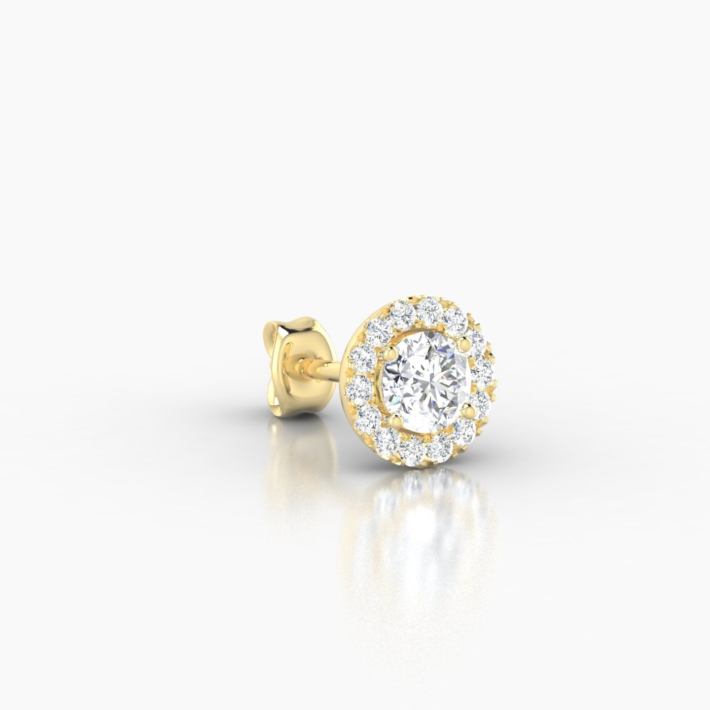 Eirene | 18k Yellow Gold 6.5 mm Halo Round Diamond Earring